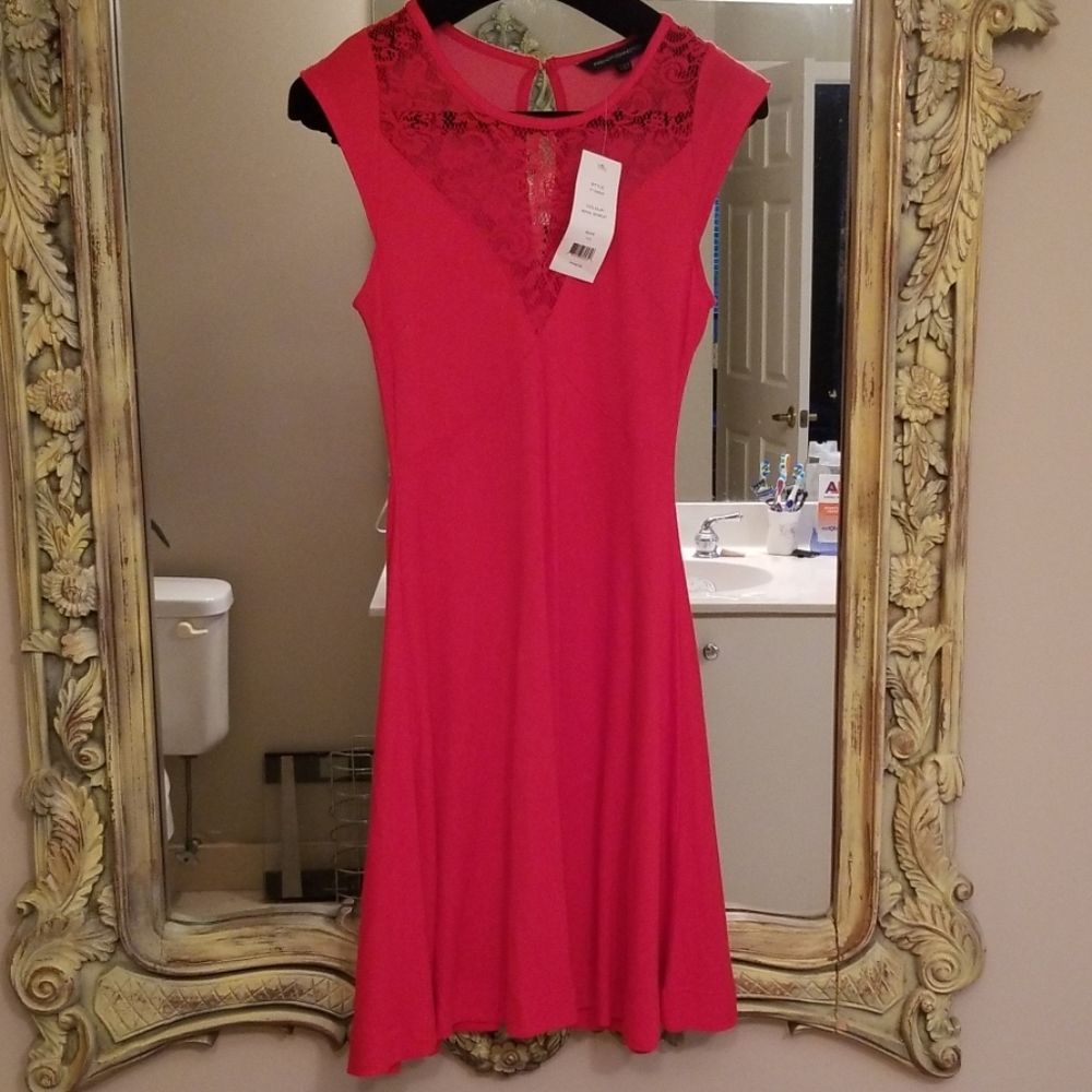 French Connection red lace skater dress S